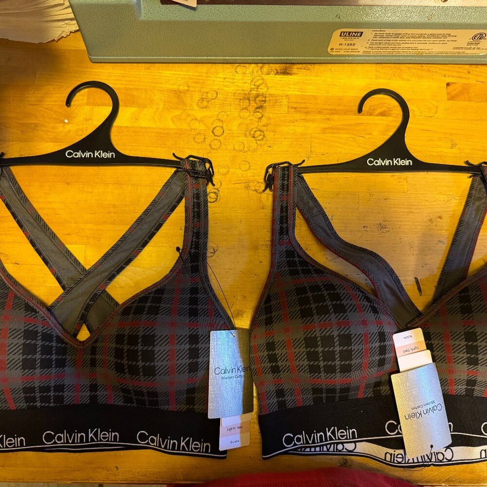 TWO (2) of Calvin Klein Modern Cotton Holiday Unlined Bralette QF7771 NWT